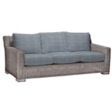 Rustic 81.25" Wide Outdoor Wicker Patio Sofa with Cushions