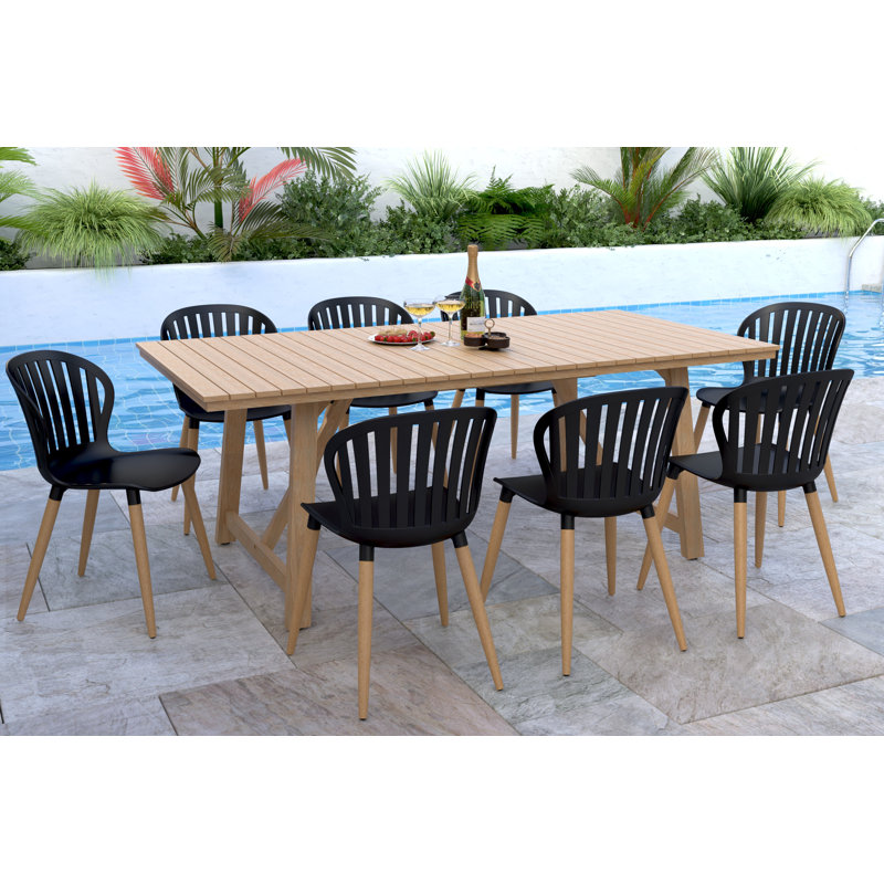 Anautica Outdoor Patio 9pc Dining Set, Black