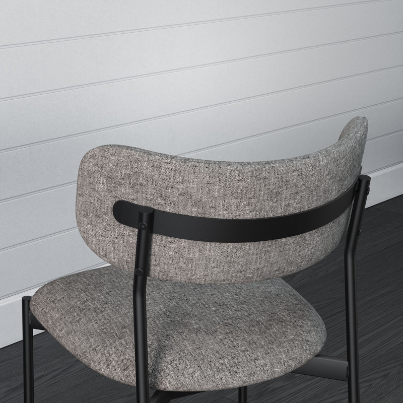 Chaise rembourrée en métal Leathia, Gris / noir