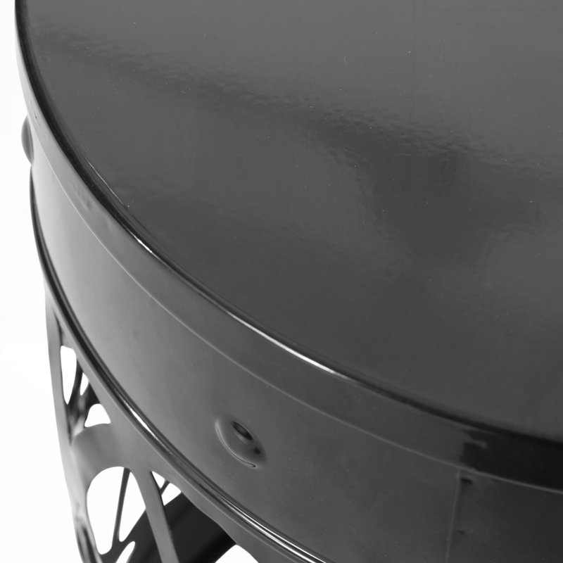 Outdoor Delight Powder-Coated Iron End Table, Set Of 2, Black, Black, 2