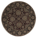 Wool Oriental Area Rug in Wine/Black