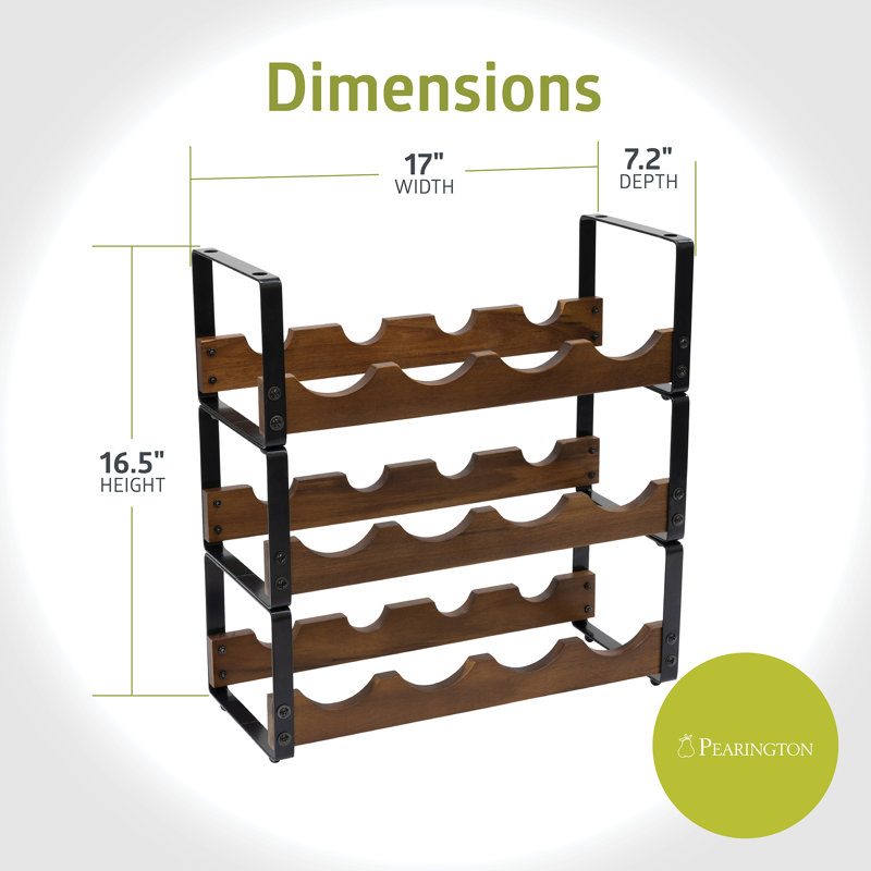 12 Bottle Rustic 3 Tier Stackable Wine Rack Freestanding Organizer