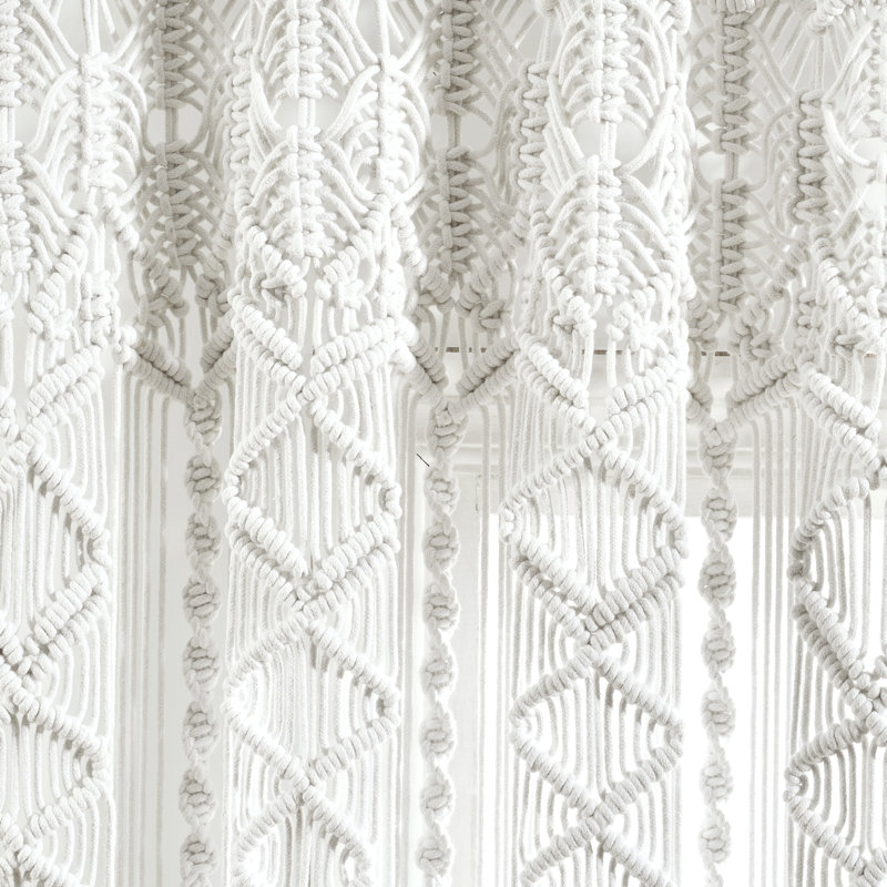 Boho Macrame Neutral Cotton Rod Pocket Window Valance