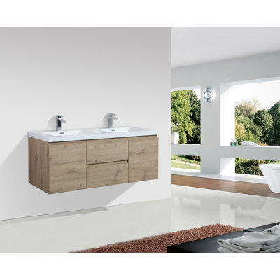 Ensemble de meuble-lavabo mural double 59 po Crotts