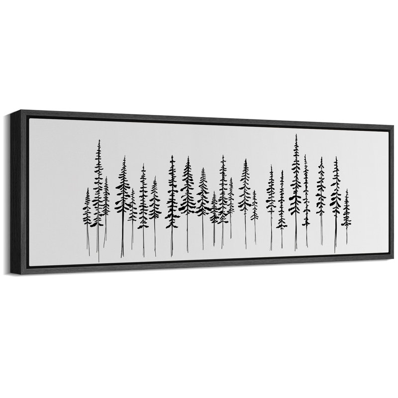 «Minimal Botanical Minimalist Pine Tree Silhouette», reproduction encadrée sur toile, H 20 po x l 60 po