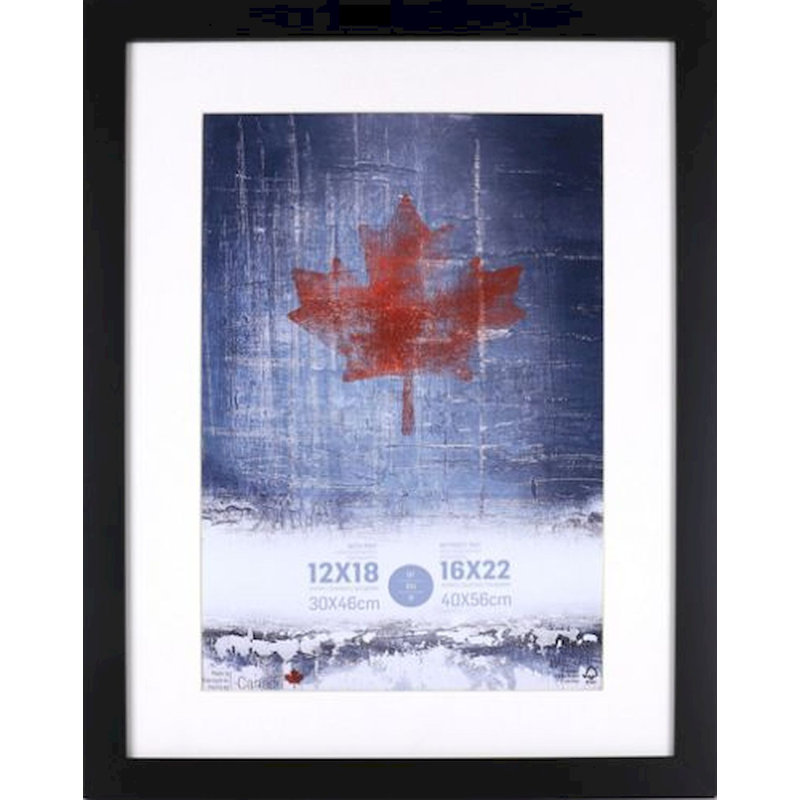 Cadre photo simple en bois biseauté, Noir, 12 po x 18 po