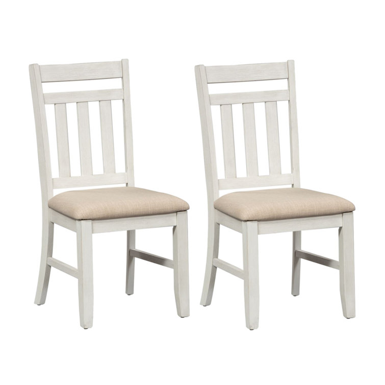 Chu Linen Slat Back Side Chair in White