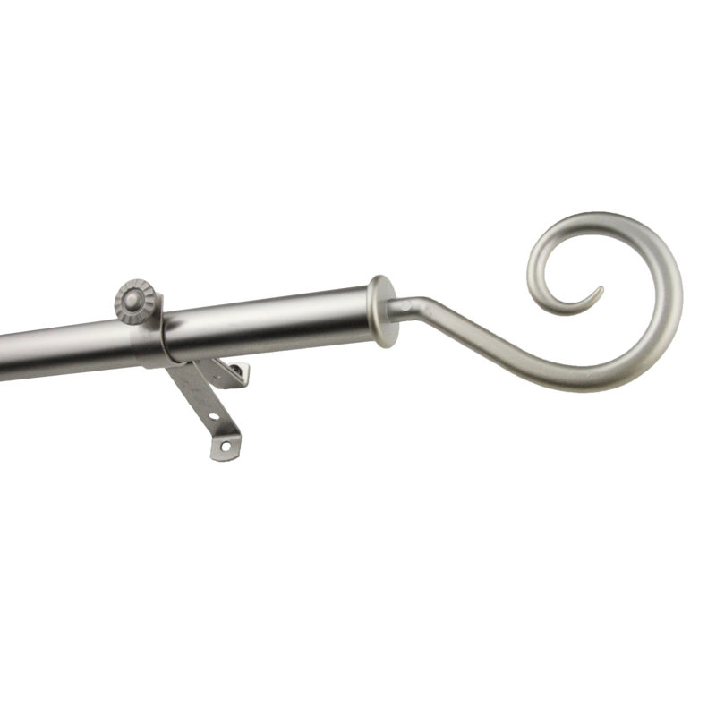 Tringle à rideaux simple réglable 0,81 po Shreya, Nickel satiné, 28 po à 48 po (chaque côté)