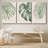 Minimal Botanical Green Tropical Island Monstera Palm Tree Leaves Picture Framed Canvas 3 Piece Print Set Wall Art-87392680-87392679