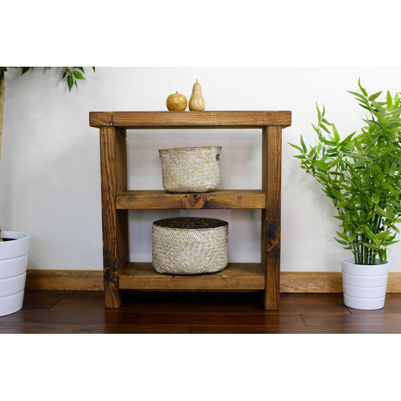 Dinosaur Solid Wood End Table, Dark, 50cm H x 60cm W x 20cm D