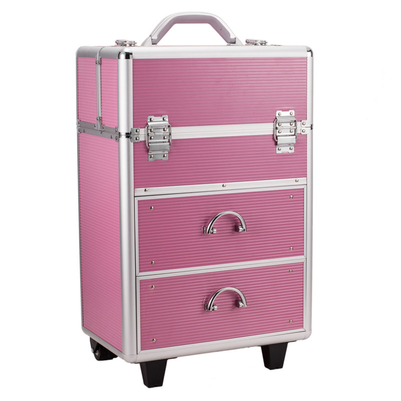 4 Tier Lockable Cosmetic Makeup Train Case with... - Plastic - 1 Piece - Storage Box - Red - 4-Layer Design