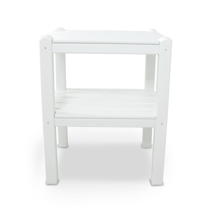 POLYWOOD Two Shelf Side Table, White