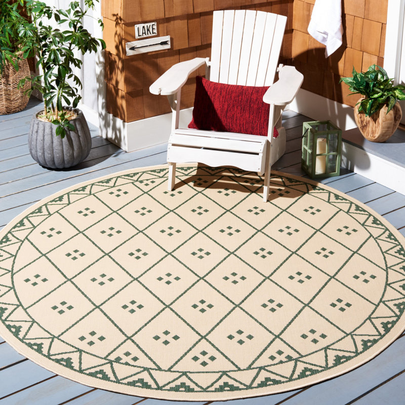 Courtyard Performance Geometric Indoor/Outdoor Area Rug, Round 6'7"