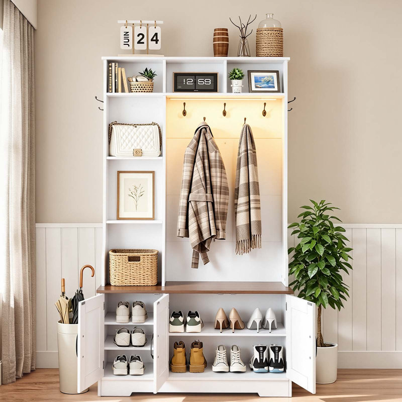100.08 cm W Hall Tree with Storage Bench and Shoe Storage
