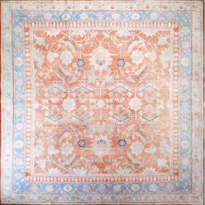 Magnifique tapis carré carré en coton Agra