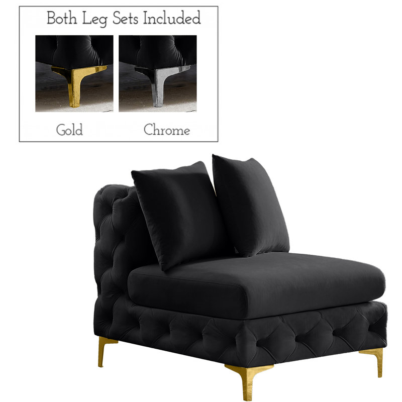 Chaise d'appoint en velours touffeté l 30 po, Velours noir
