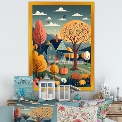 «Graphic Trees with Little House», reproduction sur toile
