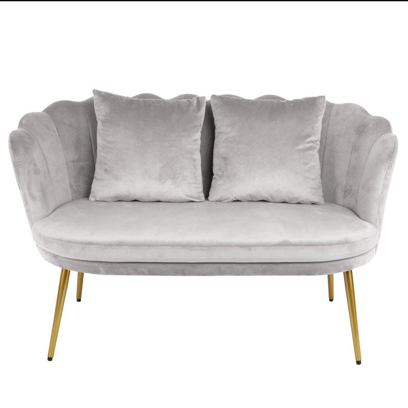 Alfaro 2 Seater Velvet Loveseat, Silver Grey