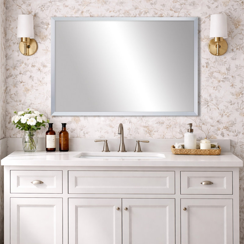 Miroir mural brossé en métal brossé, miroir de salle de bain et miroir de coiffeuse, collection Washington, 20 po x 24 po