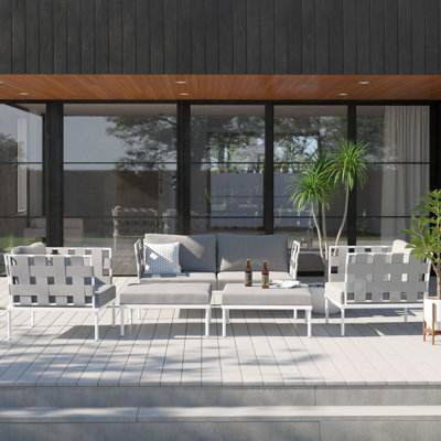 Modway Harmony 5 Piece Outdoor Patio Aluminum Sectional Sofa Set