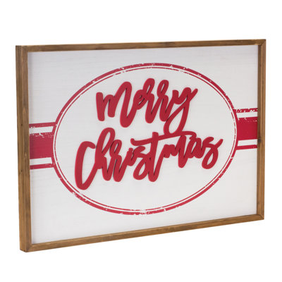 Panneau en bois Merry Christmas L 27,5 po