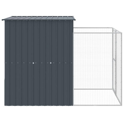 Dog House Anthracite Galvanized Steel 65 x 98.8 x 71.3 in Large Outdoor Dog Shelter Heavy Duty