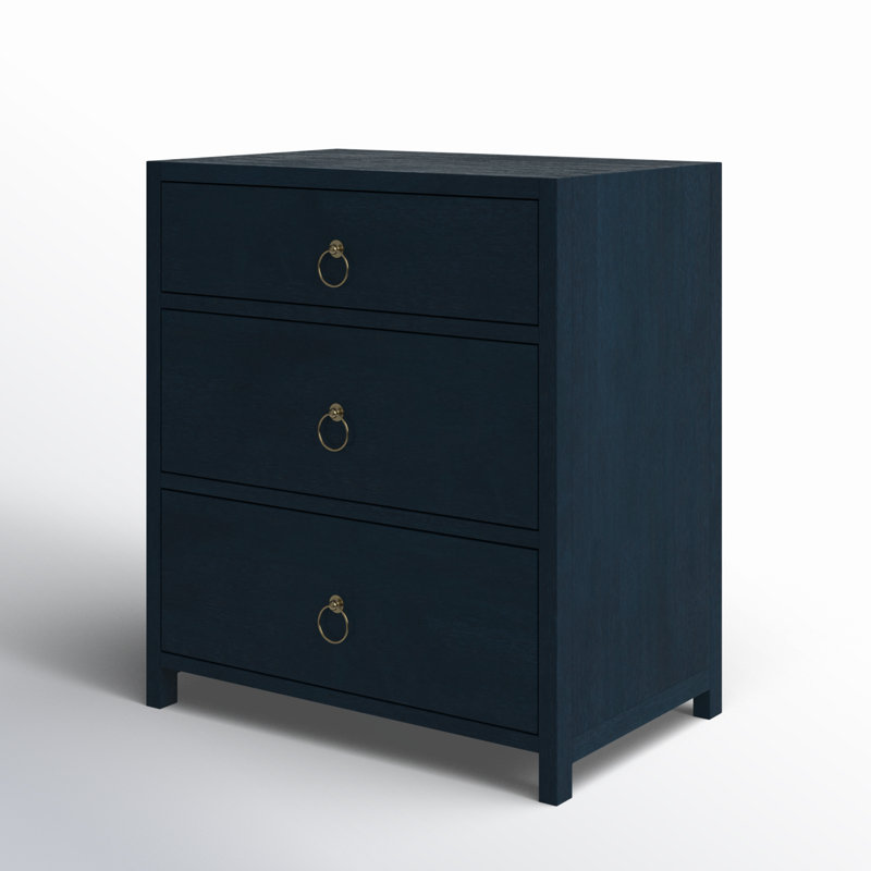 Lark 3 Drawer Nightstand, Navy Blue