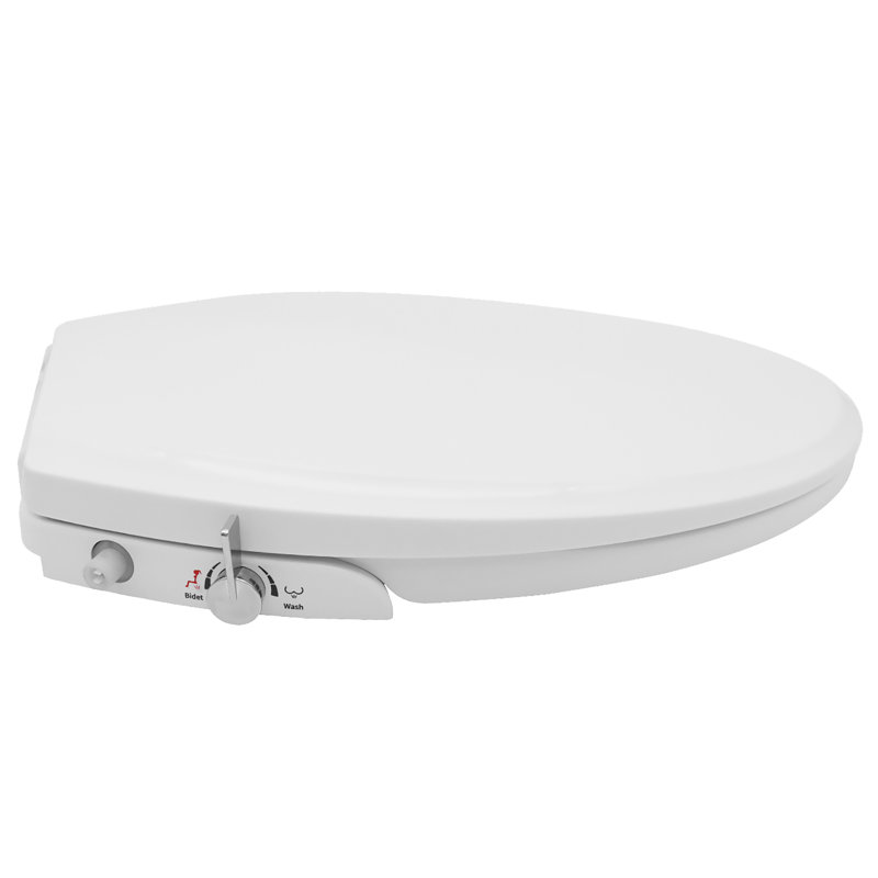 ANZZI Minnow 19 in. Elongated Manual Bidet Toilet Seat in White with Soft-Close Lid and Dual Self-Cleaning Nozzles