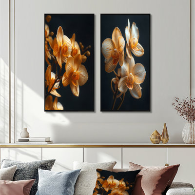 Orchidées parfumées Fusion III - ensemble d'art mural 2 pièces