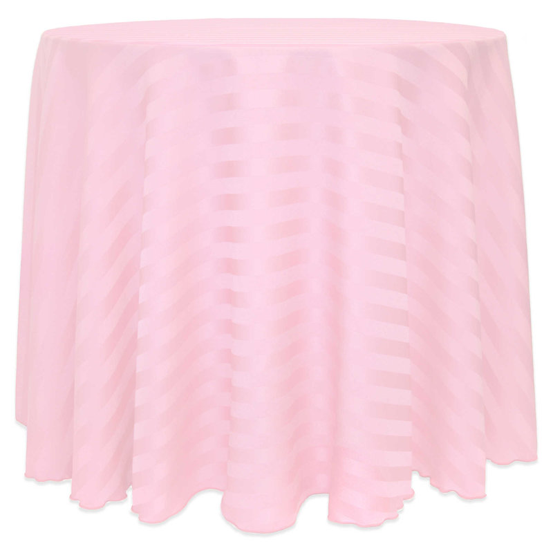 Ultimate Textile Satin Stripe Rectangular Tablecloth, 120" x 120", Light Pink, 1