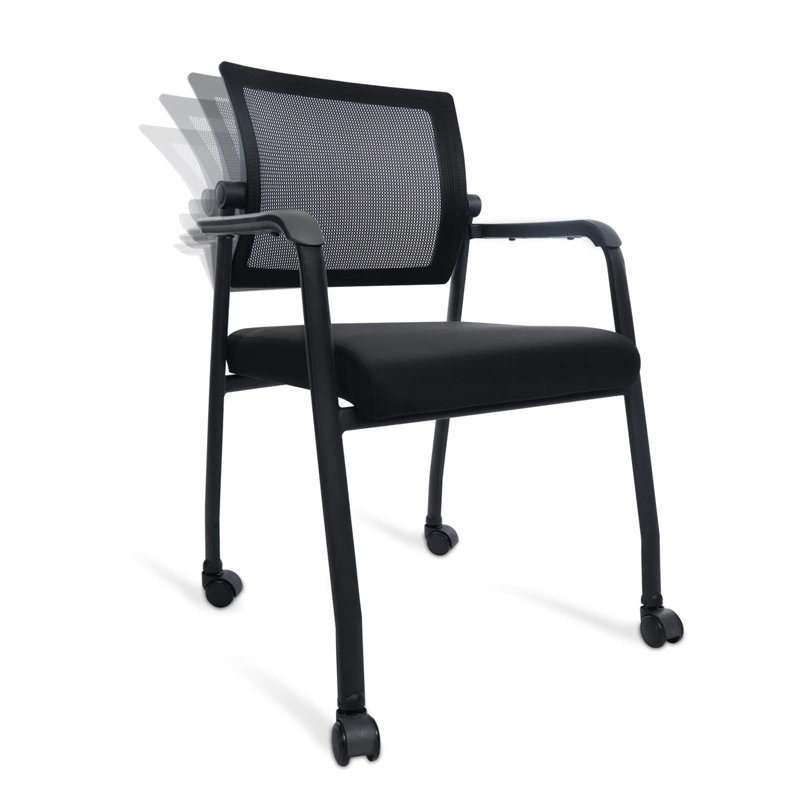 Chaise de salle d'attente à dossier en filet de 22 po de largeur avec structure en métal et roulettes