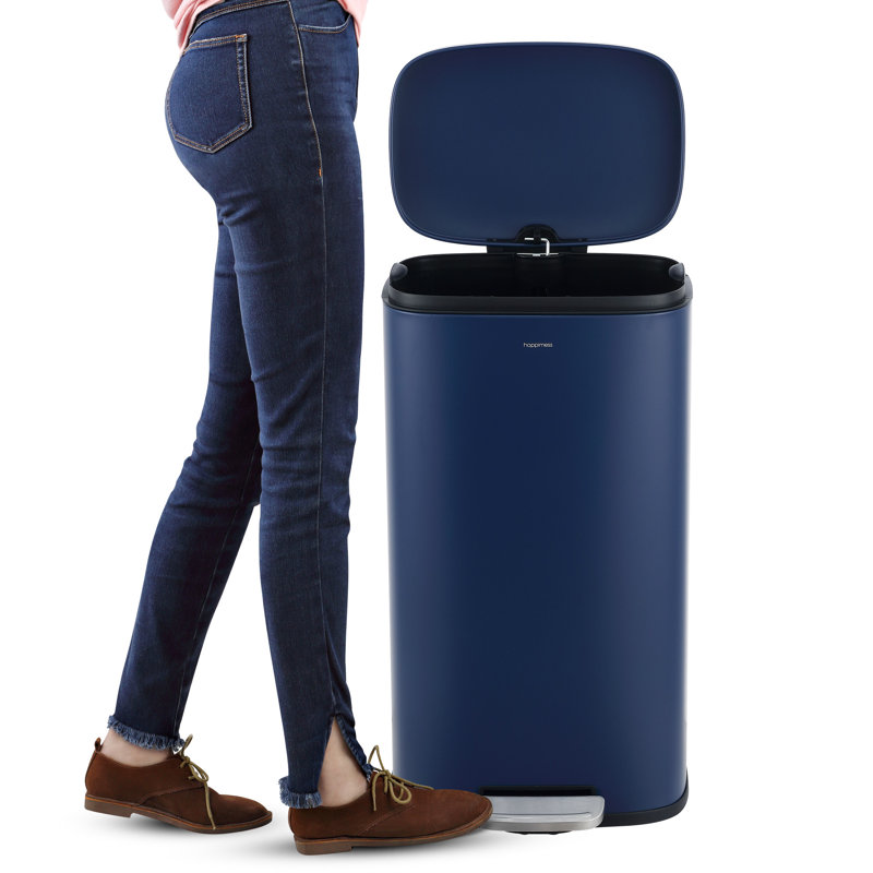 Ensembles de poubelle à pédale rectangulaire 1,3 gallon Connor, Bleu denim