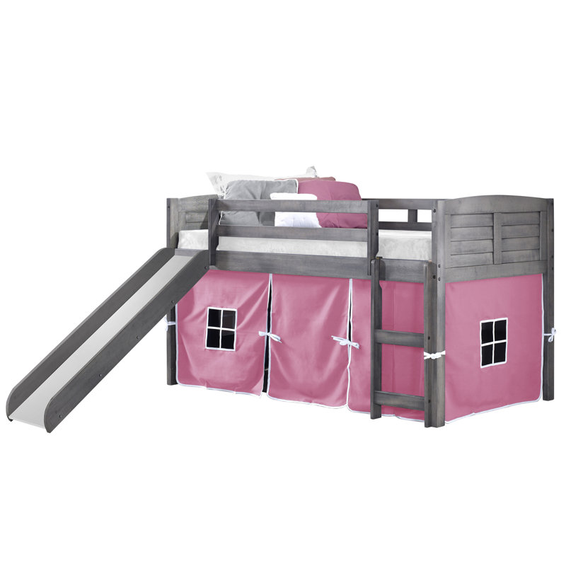 Lit plateforme mezzanine en bois massif Christoph par Harriet Bee, Rose, Gris antique