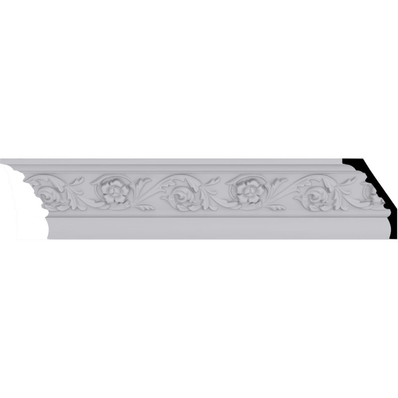 3 1/8"H x 2 1/8"P x 3 3/4"F x 94 1/2"L Floral Crown Moulding