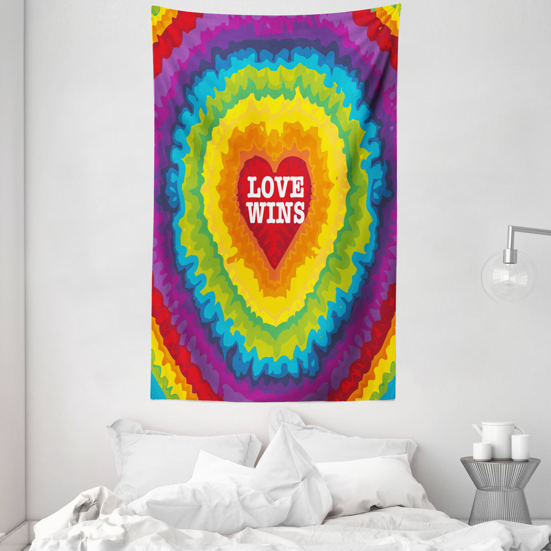 Liebe gewinnt Tie Dye Effekt Wandteppich