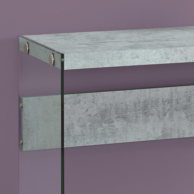 Accent Table, Console, Entryway, Narrow, Sofa, Living Room, Bedroom, Tempered Glass, Gray Cement