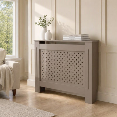 Decorative Space Heater Cabinet - Radiator Cover with Top Shelf and Smooth Heat Flow Design