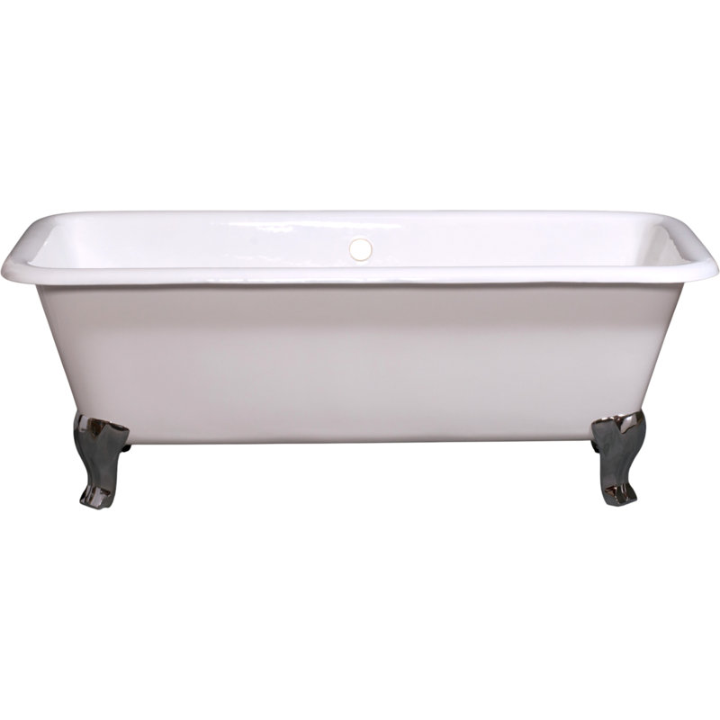 Baignoire à pieds à double extrémité rectangulaire en fonte The 5,5 "et bandes adhésives antidérapantes par Strom Living