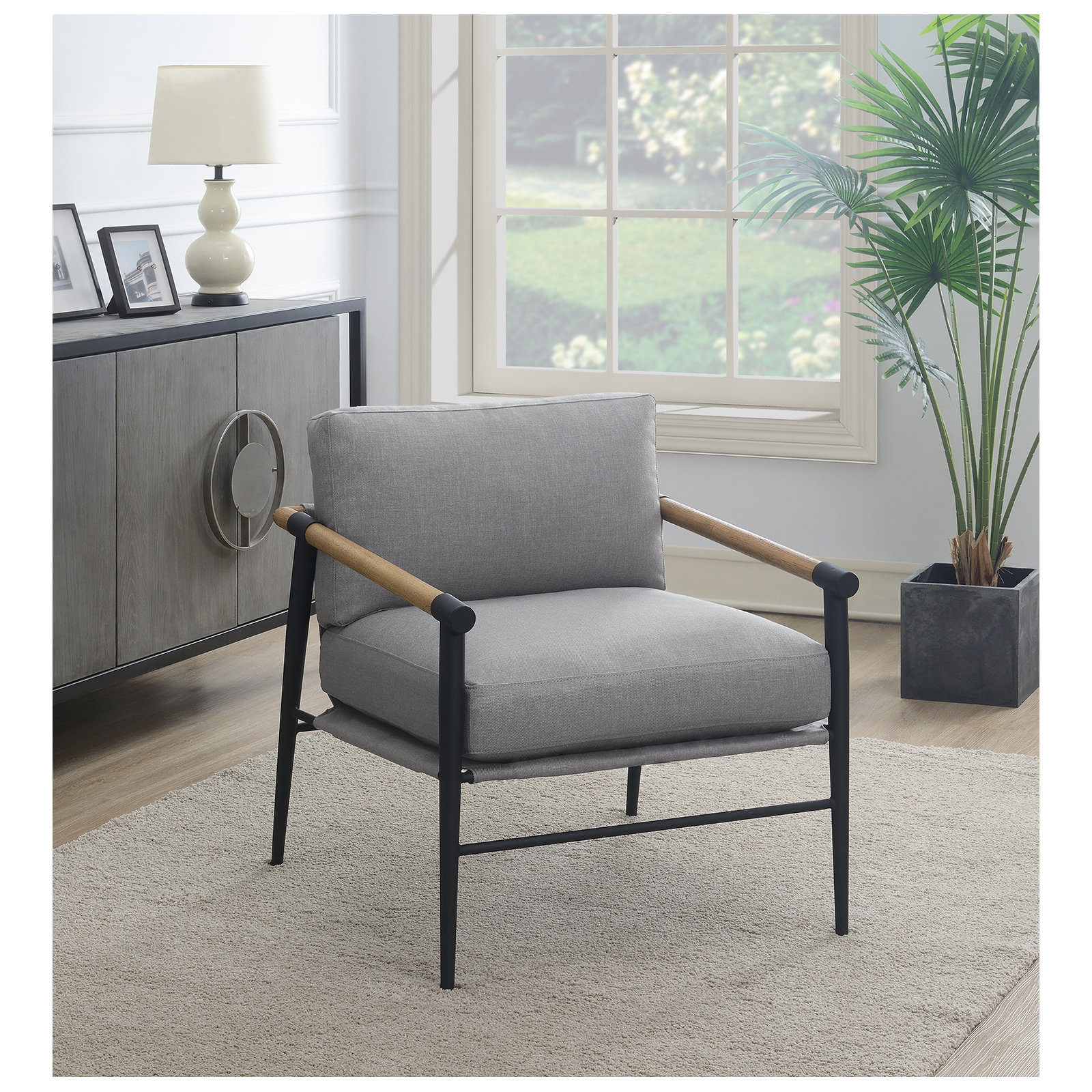 Sorine 32.25" Wide Polyester Armchair, Gray