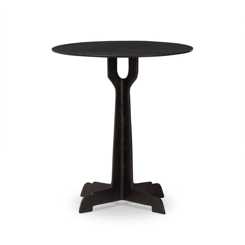 Malloy Outdoor Round Side Table, Distressed Bronze