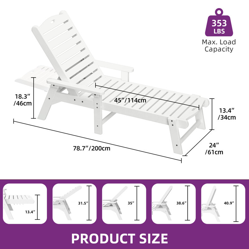 Alizay Outdoor Chaise Lounge, White