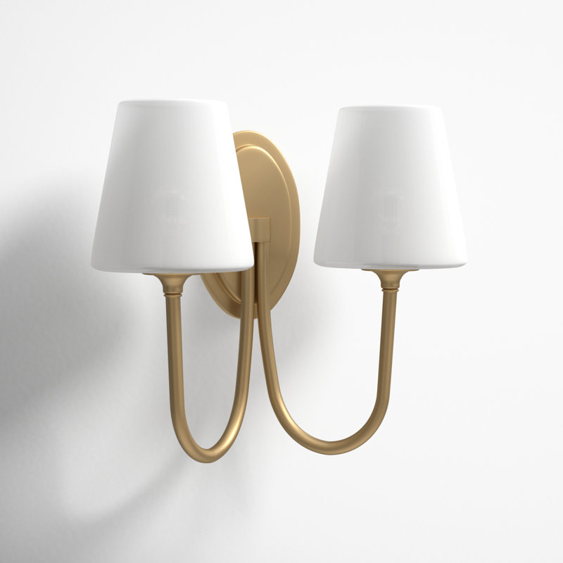 Arcus 2-Light Dimmable Steel Armed Sconce, Vibrant Gold