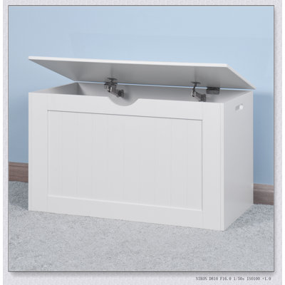 Armoire de rangement blanche avec 2 charnières de sécurité et coffre à jouets