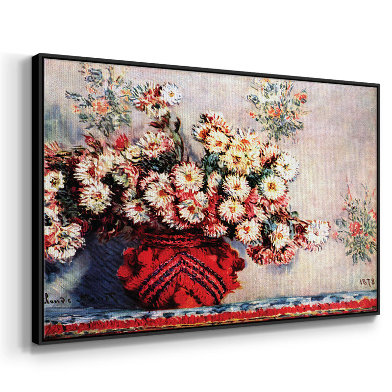 Still Life Chrysanthemums, reproduction d'art sur toile, Noir, H 17 po x l 25 po x P 2 po
