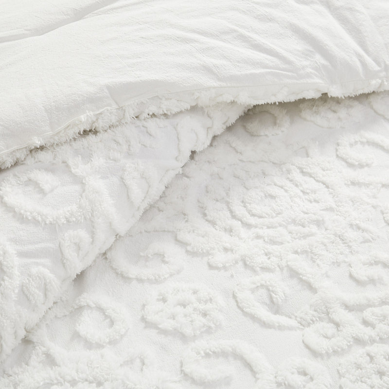 Très grand édredon - 100% coton, motif de broderie en chenille fine, surdimensionné et relaxant, comprend 2 taies décoratives, taille mini broderie, rembourrage, confortable, et