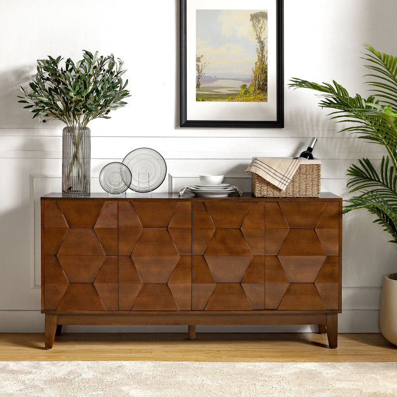 Whisnant Modern 152.4 Cm Wide Sideboard with Solid Wood Legs, Walnut