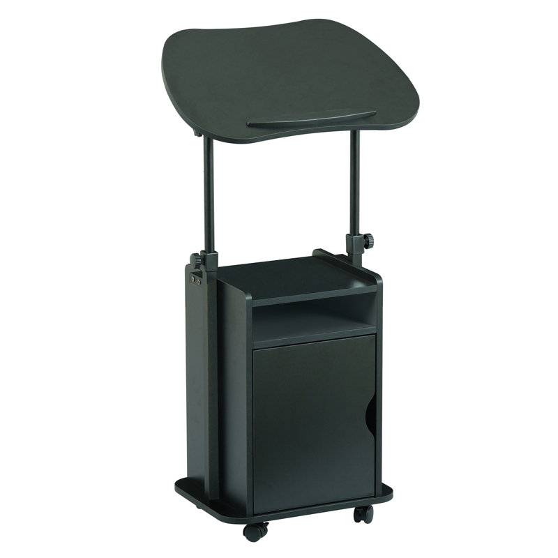 Chariot à roulettes pour ordinateur portable avec rangement réglable Sit-To-Stand, Noir