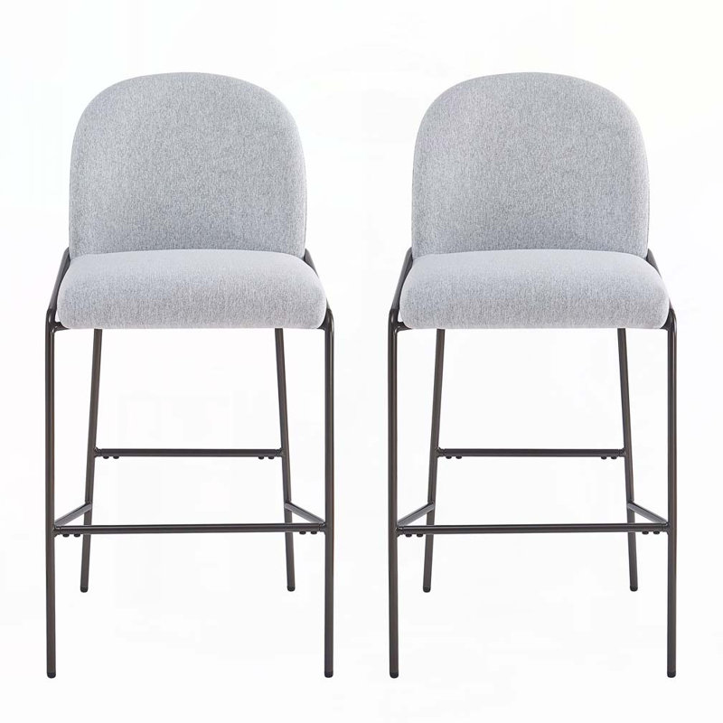 Tabouret de bar rembourré en métal, Gris