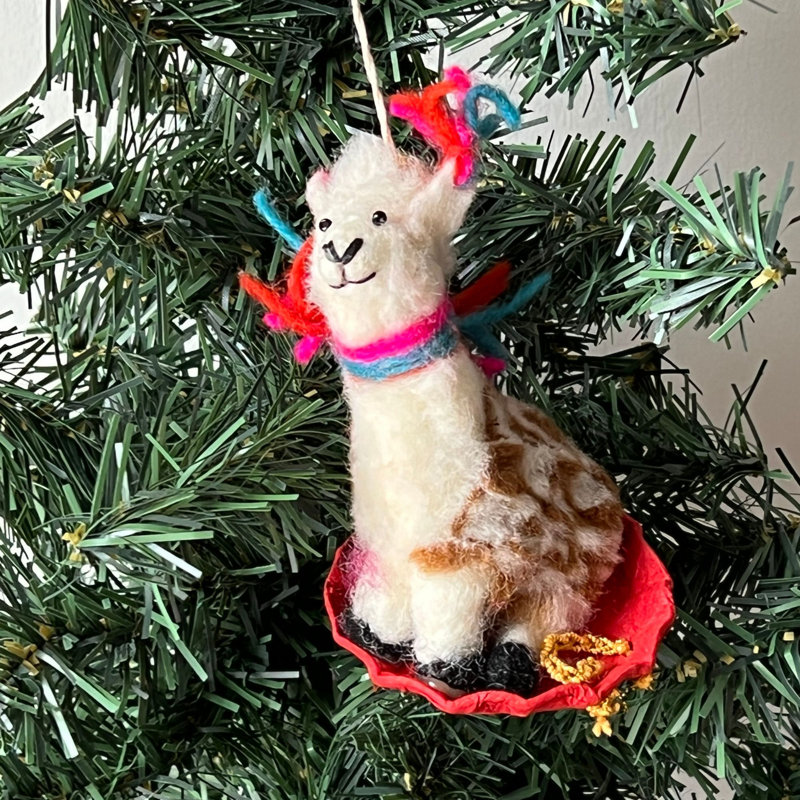 Ornement figurine suspendu bonshommes llama feutre
