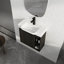 Meuble-lavabo de 24 po avec lavabo en céramique blanc, porte à fermeture en douceur, chêne foncé, base en contreplaqué, 45 poignées dissimulées, option d'espace